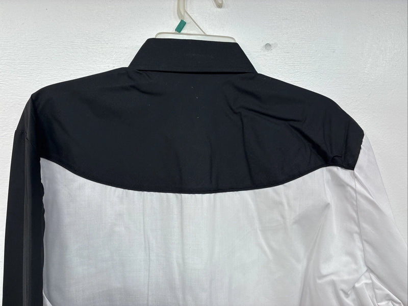 New Womens Country Charmers Black White Long Sleeve Pearl Snap XL II-40