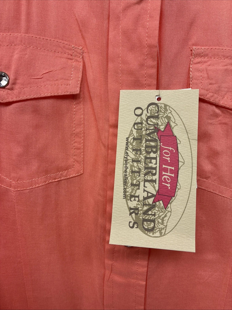 New Women’s Cumberland Pink Designed Long Sleeve Pearl Snap Small II-100