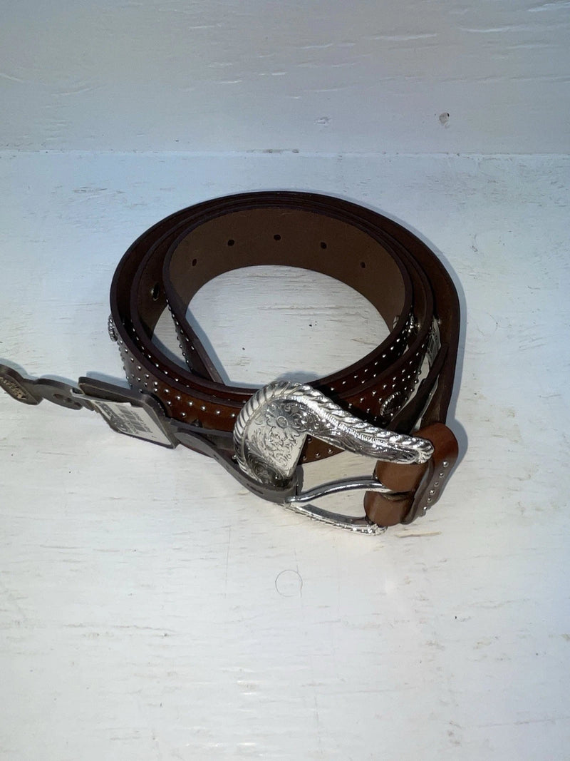 New Brown Genuine Leather Nocona Silver Pendant 40” Belt #N3431502 Z-102