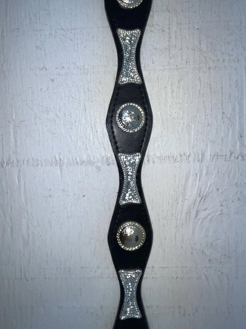 New Black Genuine Leather Nocona Silver Pendent 24” Belt #N4412001 NN-66