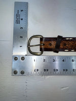 New Brown Genuine Leather Tooled And Weaved 32” Belt #78000 JJ-2