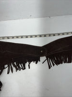 NOS Brown Show Chaps With Fringe Adjustable Waist 44” L-36