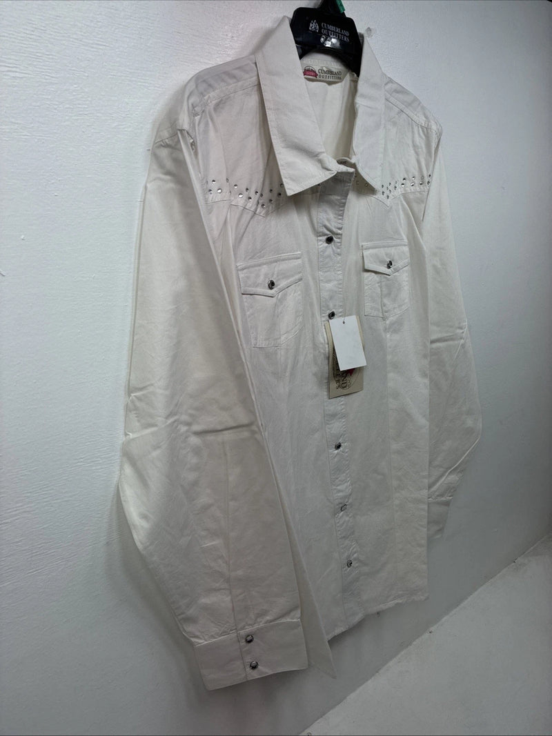 New Women’s Cumberland White Gem Long Sleeve Pearl Snap Size XL KK-84