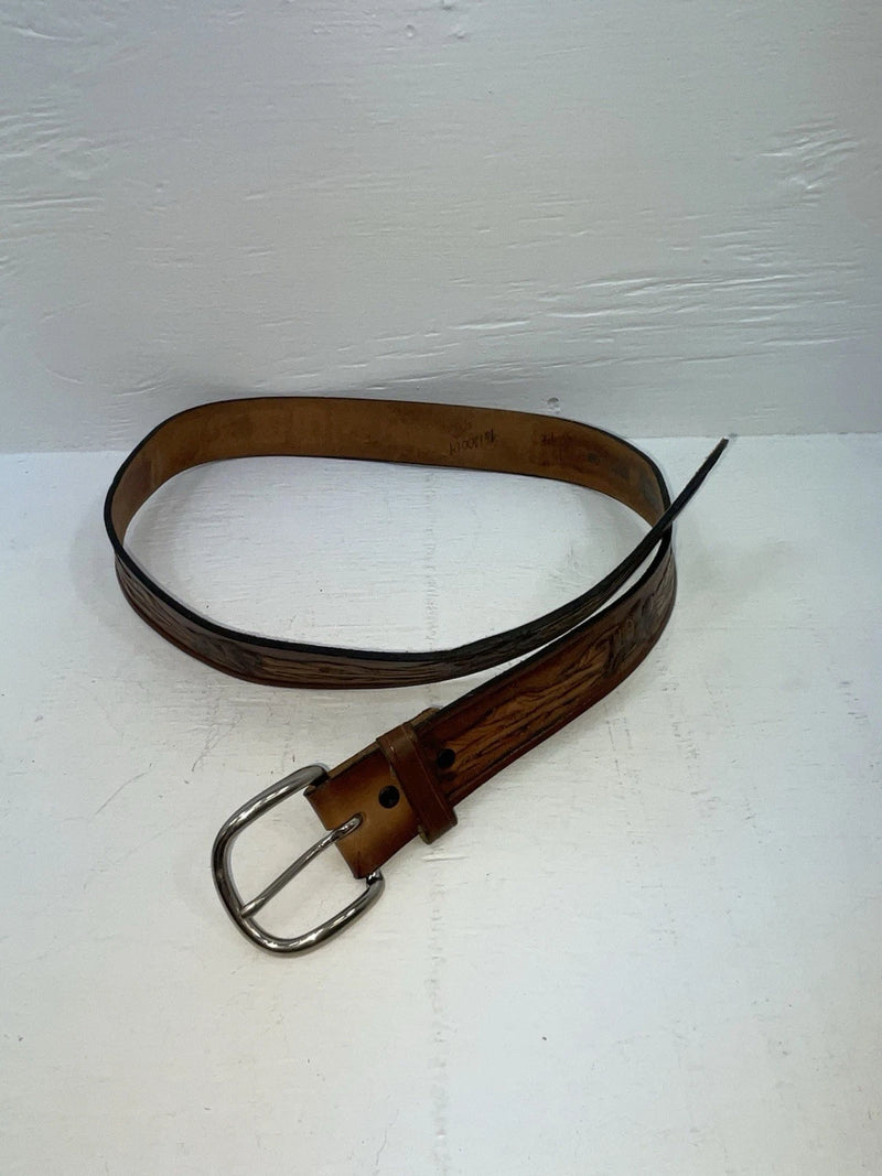 New Brown Genuine Leather Chambers Tooled 34” Belt #6971 JJ-61