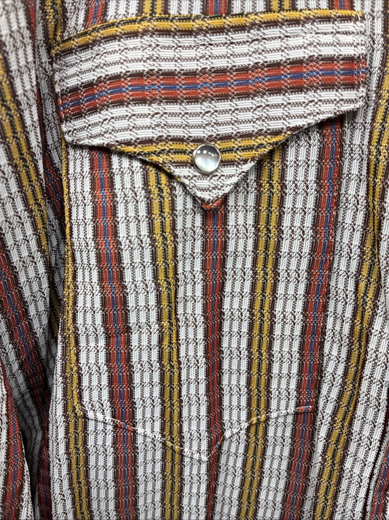 New Men’s Rock mount Multicolor Stripe Long Sleeve Pearl Snap 15.5 Medium AA-71