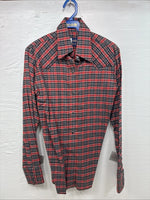 New Kids Panhandle Slim Red Plaid Long Sleeve Pearl Snap Size 10 CC-96
