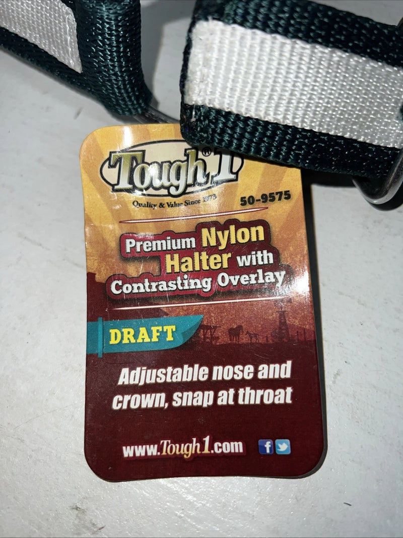 New Tough 1 Green White Nylon Deluxe Draft Halter #50-9575 W-36