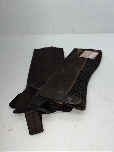 New Tough 1 Equi-grip Brown Synthetic Half Chaps #63-76 H-511