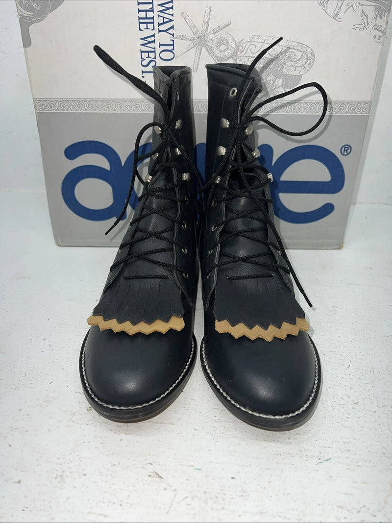 New Women’s Navy Lace Up Acme Cowboy Boots. C 4016 7.5 7 1/2 M. 17-40