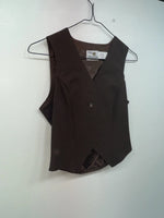 New Women’s Brown Dickson Jenkins Cut Off Button Up Vest #7953 3B-62