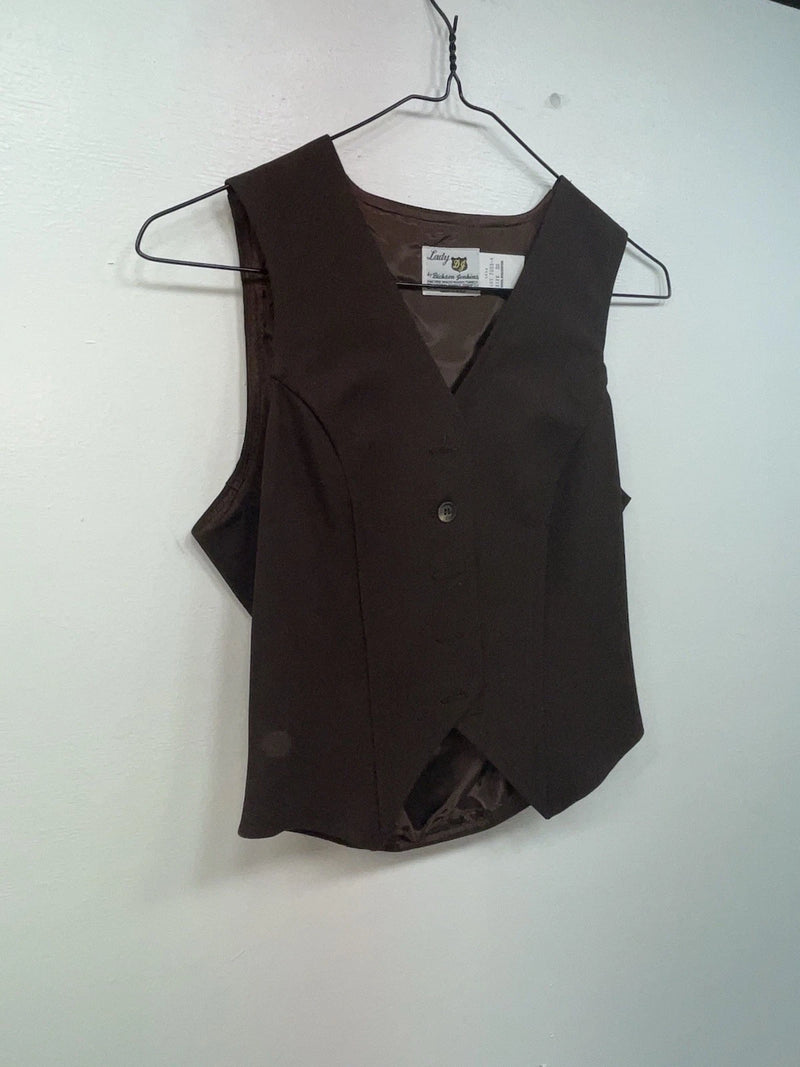 New Women’s Brown Dickson Jenkins Cut Off Button Up Vest #7953 3B-62