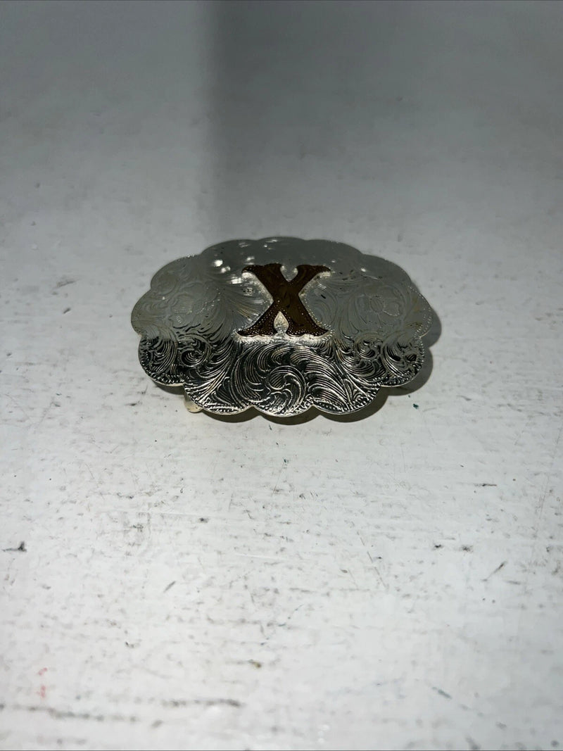 New Children’s Heritage Gold Silver “X” Belt Buckle. F-11