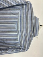 New Women’s White Horse Blue Stripe Long Sleeve Pearl Snap Large YY-124