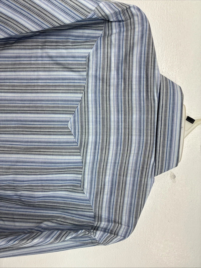 New Women’s White Horse Blue Stripe Long Sleeve Pearl Snap Large YY-124