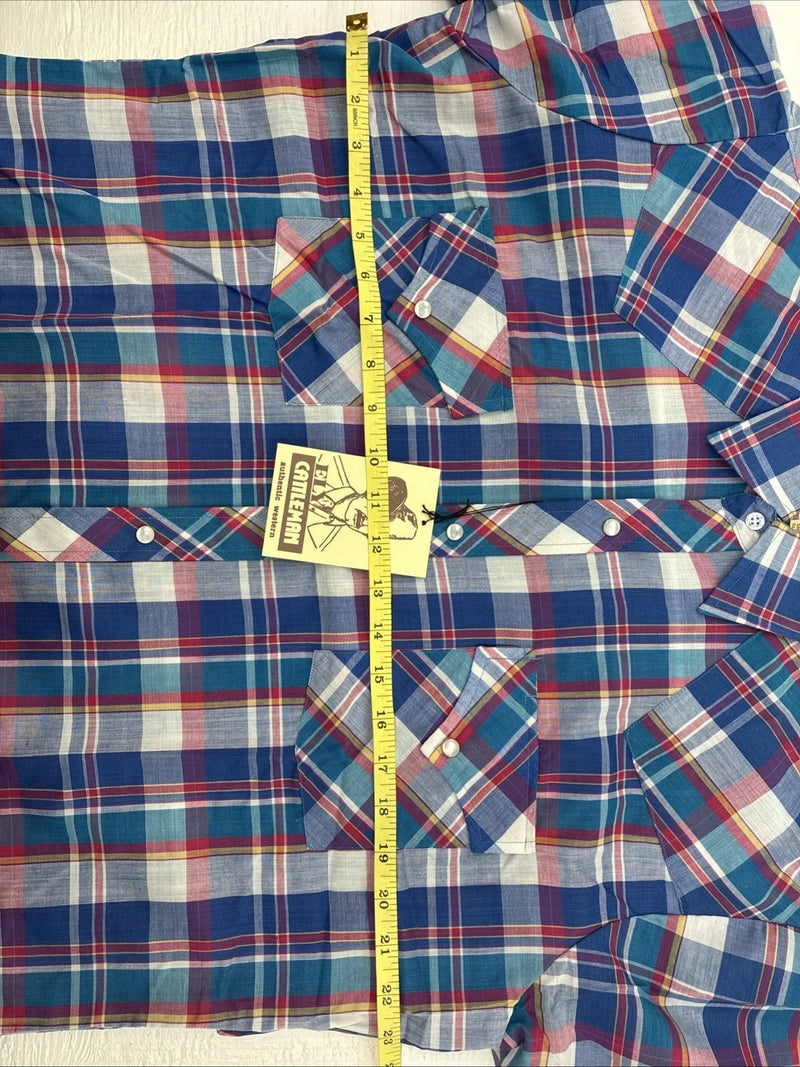 New Men’s ELY Cattleman Purple Plaid Long Sleeve Pearl Snap Large X-35