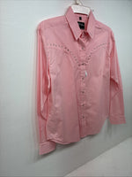 New Women’s White Horse Pink Gem Long Sleeve Pearl Snap Medium II-76