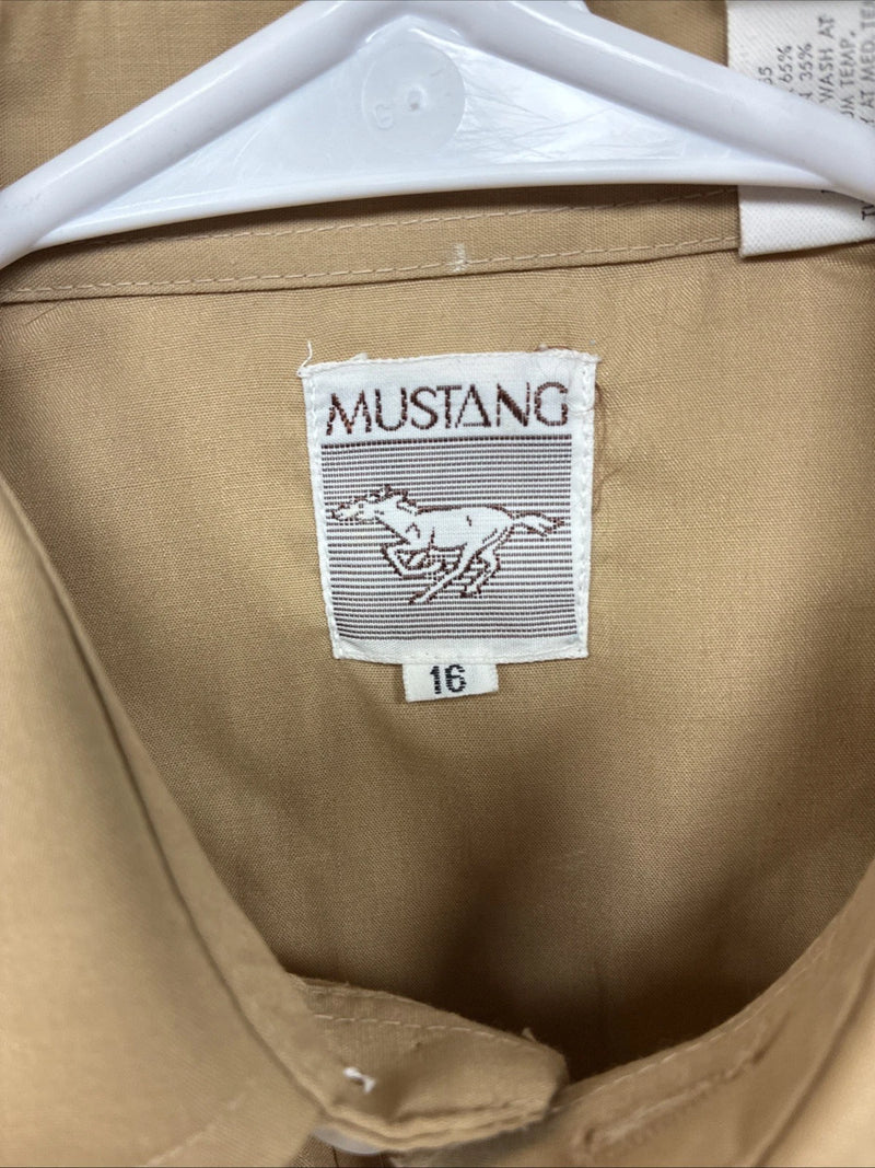 New Women’s Mustang Brown Designed Long Sleeve Pearl Snap Size 16 TT-89