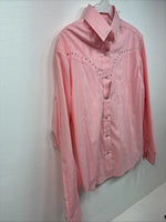New Women’s White Horse Pink Long Sleeve Pearl Snap Small DD-99