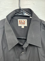 New Men’s ELY Cattleman Black Long Sleeve Pearl Snap 16.5 X 36 Large AA-5 