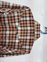 New Men’s Panhandle Slim Orange Brown Plaid Long Sleeve Pearl Snap Small J-65