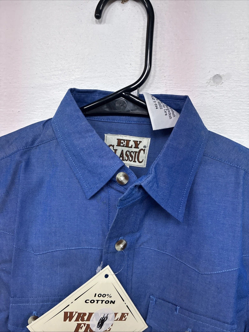 New Kids ELY Classic Blue Jean Design Long Sleeve Button Up Size Small LL-28