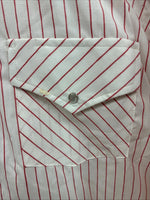 New Men’s Champion Western Red White Stripe Long Sleeve Pearl Snap 17.5 XL R-74