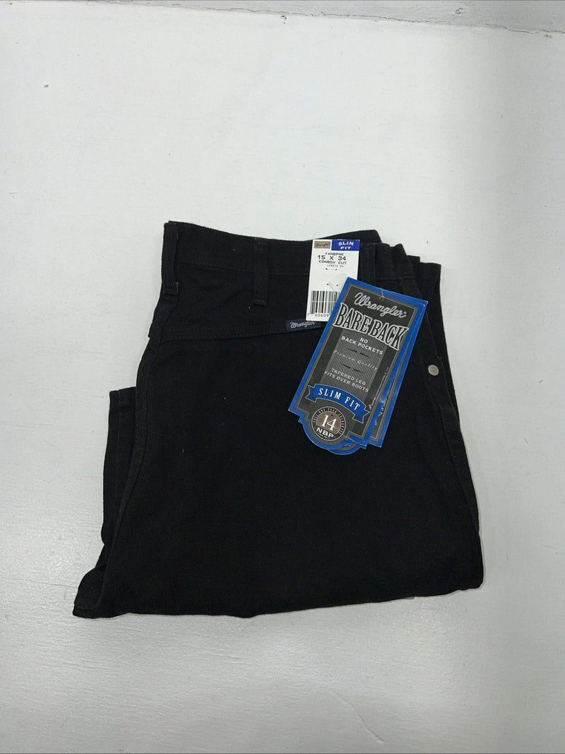 New Women’s Black Wrangler Bareback Cowboy cut Slim Fit Denim Jeans. 15x34 N-18