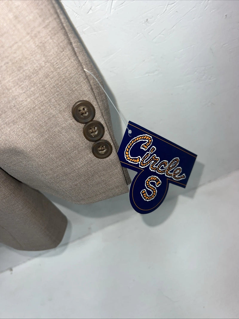 New Men’s Circle S Tan Suit Jacket 46R #25832 X-608
