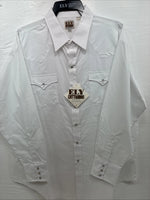 New Men’s ELY cattleman White Long Sleeve Pearl Snap 18.5 X 35 2XL H-36