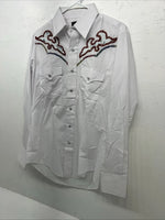 New Men’s White Champion Western Long Shirt. 15.5 X 34 Medium Pearl Snap A-176