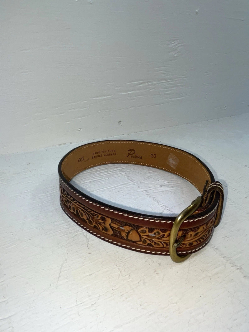 New Brown Genuine Leather Perkies Tooled 20” Belt #601 NN-68