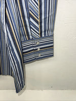 New Men’s Blue White House Long Sleeve Pearl Snap Shirt. XL S-25