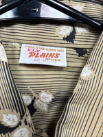New Men’s ELY Plains Yellow Black Floral Long Sleeve Pearl Snap 15.5 Medium T-14