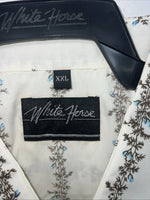 New Men’s White Floral White House Pearl Snap Long Sleeve Shirt. XXL G-67