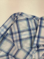 New Women’s Cumberland Blue Plaid Long Sleeve Pearl Snap Large GG-84