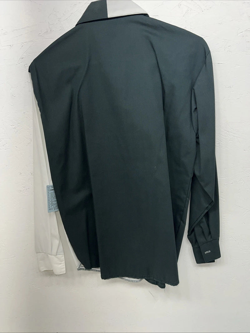 New Men’s Green White Cowboy Threads Button Up Long Sleeve Shirt Medium I-58