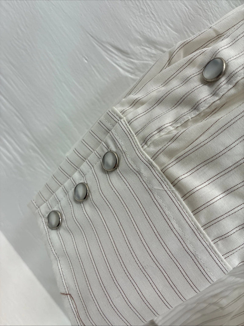 New Men’s H Bar C White Stripe Designed Long Sleeve Pearl Snap 15 Medium O-64