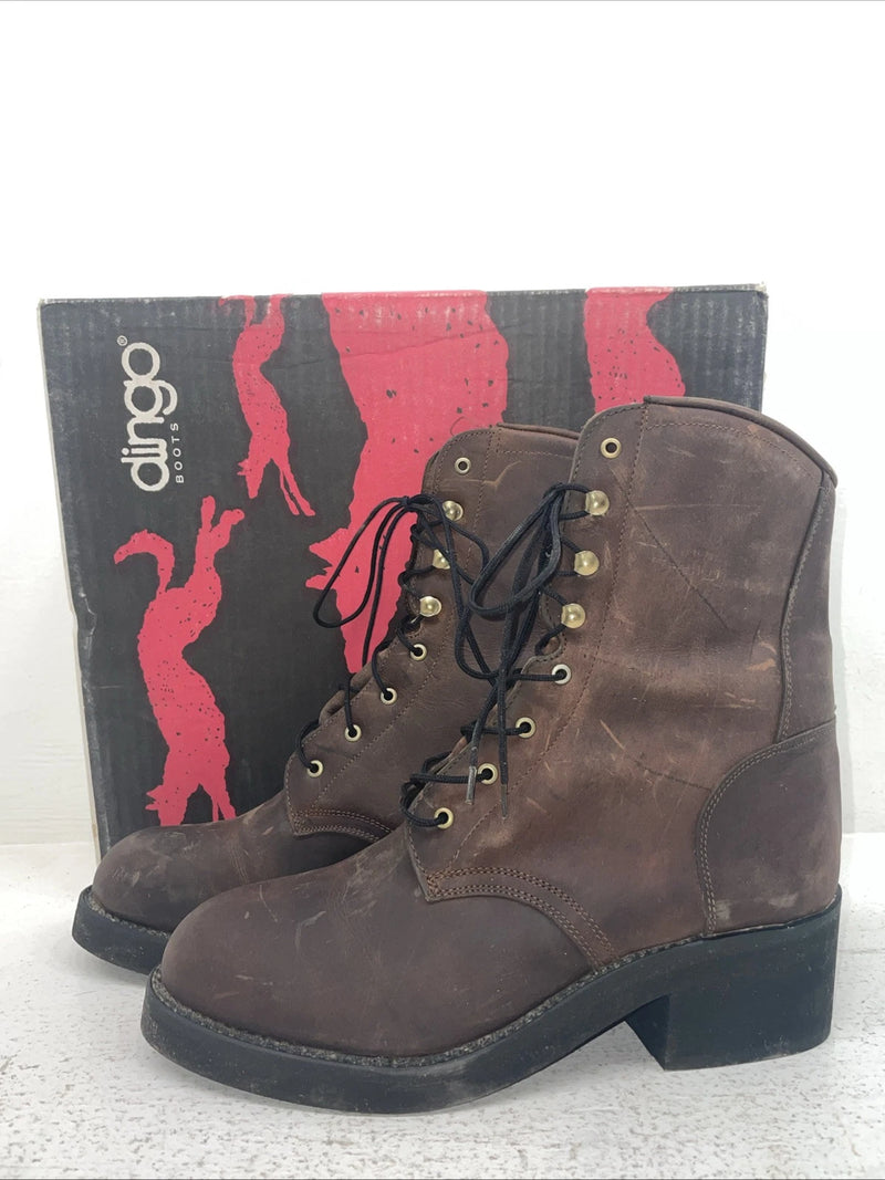 New Men’s Brown Lace Up Dingo Cowboy Boots. 02307 10 M. 7-66