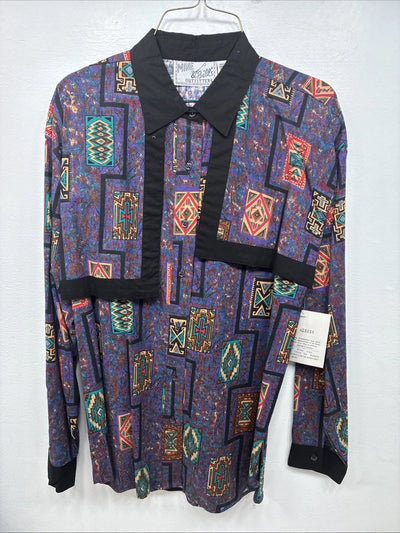 New Women’s Mine & Bills Purple Design Long Sleeve Button Up Medium MM-106
