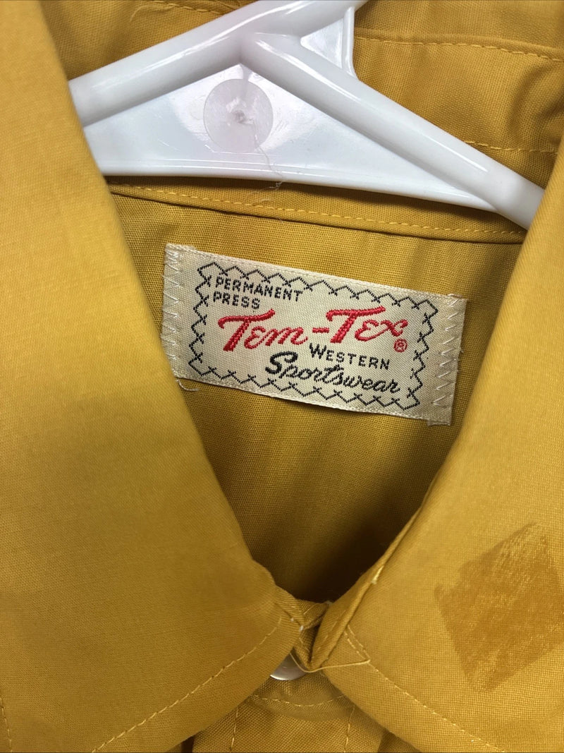New Kids Tem Tex Yellow Long Sleeve Pearl Snap Size 12 Large LL-25