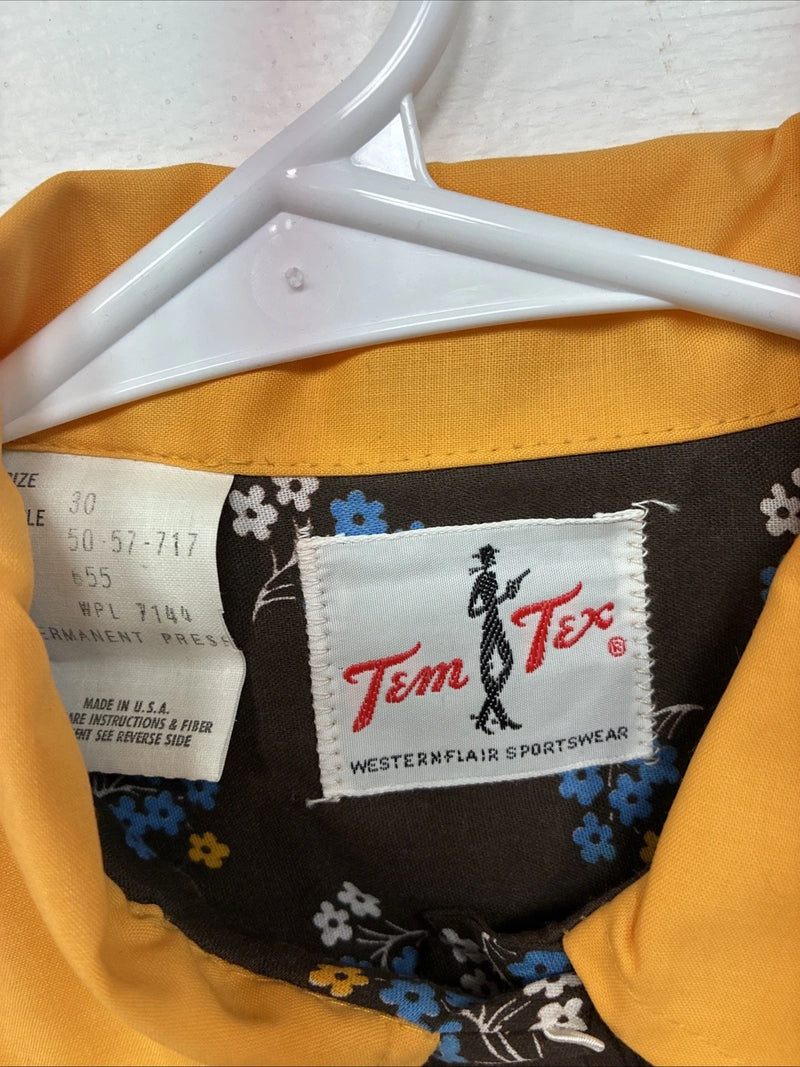 New Women’s Tem Tex Brown Floral Long Sleeve Pearl Snap Size 30 DD-85