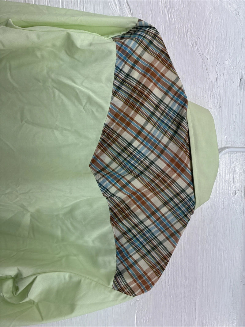 New Women’s Western Shirt Green Plaid Long Sleeve Pearl Snap 16 XL CC-94