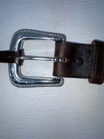 New Brown Genuine Leather Nocona Pendent And Tooled 30” Belt #1110202 JJ-27