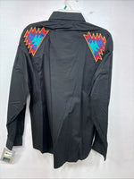 New Women’s Wrangler Black Designed Long Sleeve Button Up Large MM-124