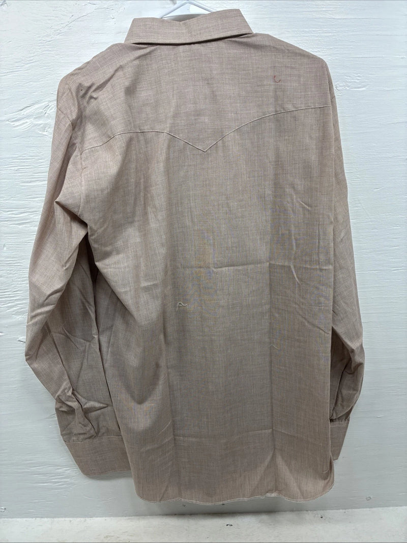 New Men’s H Bar C Brown Long Sleeve Pearl Snap 16 X 36 Large CC-63