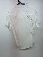 New Women’s Denim Jeans White Short Sleeve Button Up Large MM-139