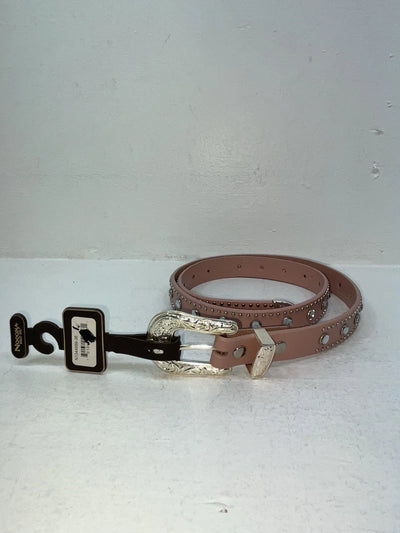 New Pink Genuine Leather Nocona Silver Bling 36” Belt #N1344999 Z-87