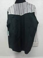 New Men’s Green White Cowboy Threads Button Up Long Sleeve Shirt Medium I-59