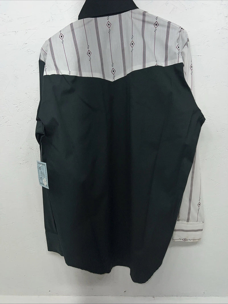 New Men’s Green White Cowboy Threads Button Up Long Sleeve Shirt Medium I-59