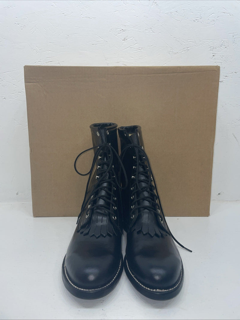 New Men’s Black Lace Up J Chisholm Cowboy Boots. 2550 8 D. 1-131
